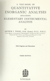 A Text Book Of Quantitative in Organic Analysis