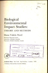 Biological Environmental Impact Studies: Theory and Methods