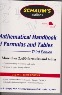 Mathematical Handbook of Formulas and Tables