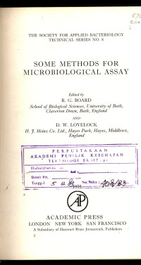 Some Methods For Microbiological Assay.